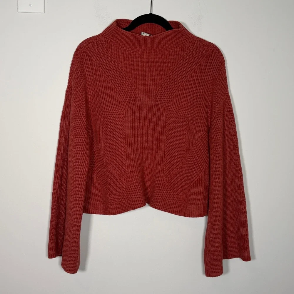Maeve by Anthropologie The Katey Mock-Neck Bell-Sleeve Sweater - M - Picture 3 of 6